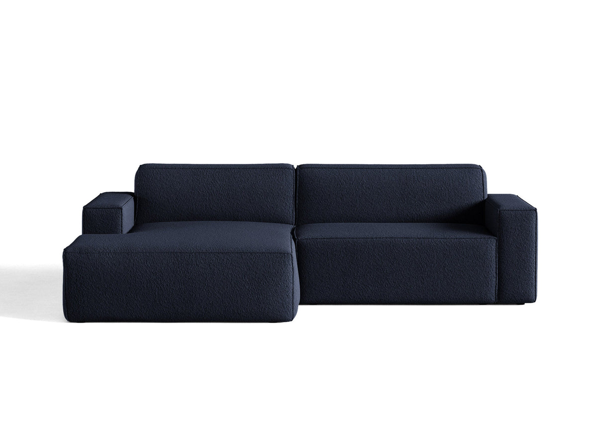 Modulares Ecksofa links Jodie mit Meridienne, Stoffbezug und schwarzen Beinen
