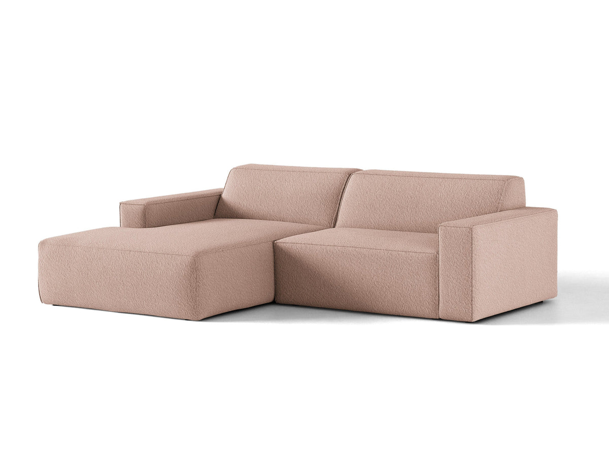 Modulares Ecksofa links Jodie mit Meridienne, Stoffbezug und schwarzen Beinen