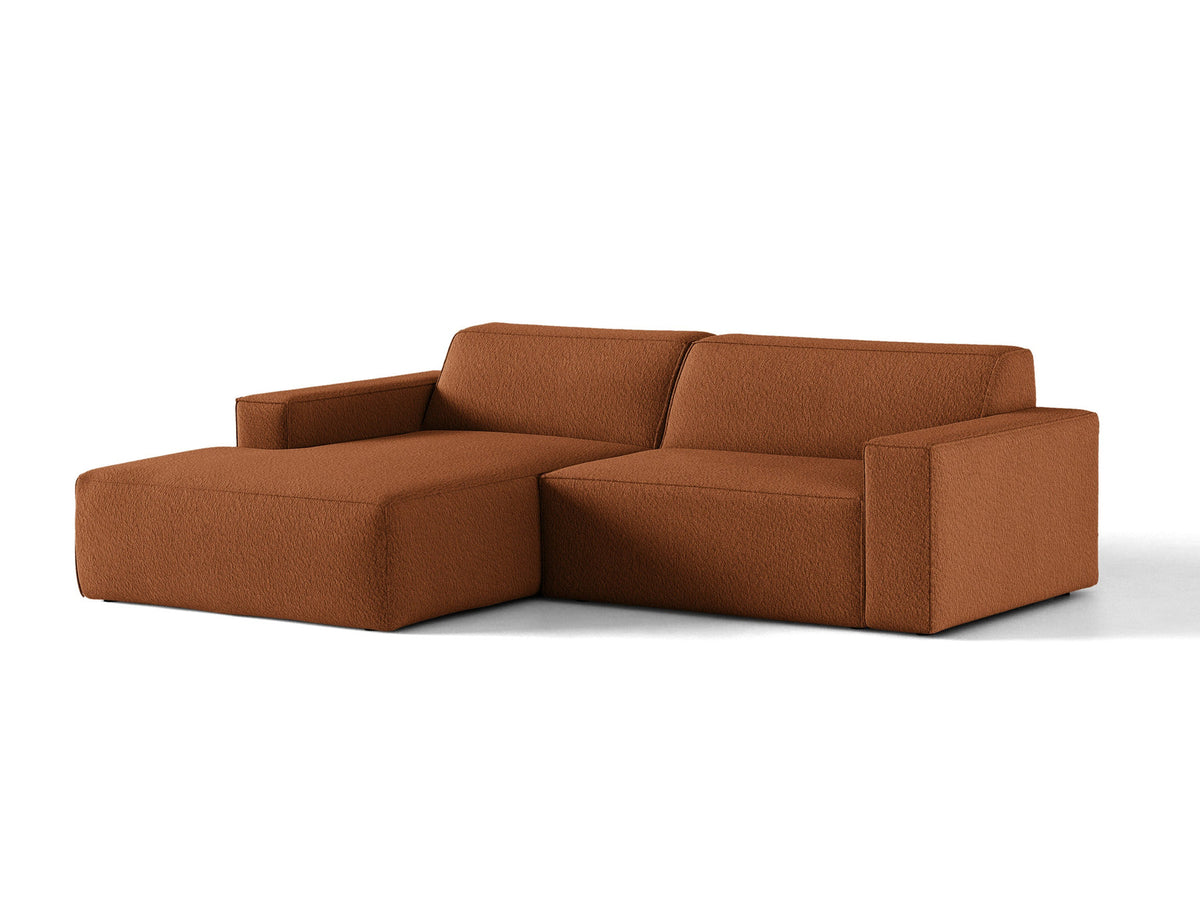 Modulares Ecksofa links Jodie mit Meridienne, Stoffbezug und schwarzen Beinen