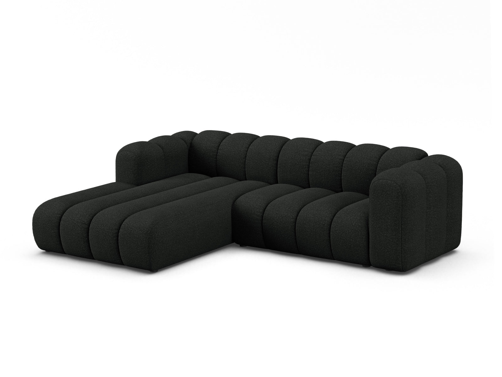 Elegantes Lupine Boucle Modular Ecksofa links, 4-Sitzer in stilvollem Design, ideal für moderne Wohnräume, erhältlich bei KAQTU Design AG.