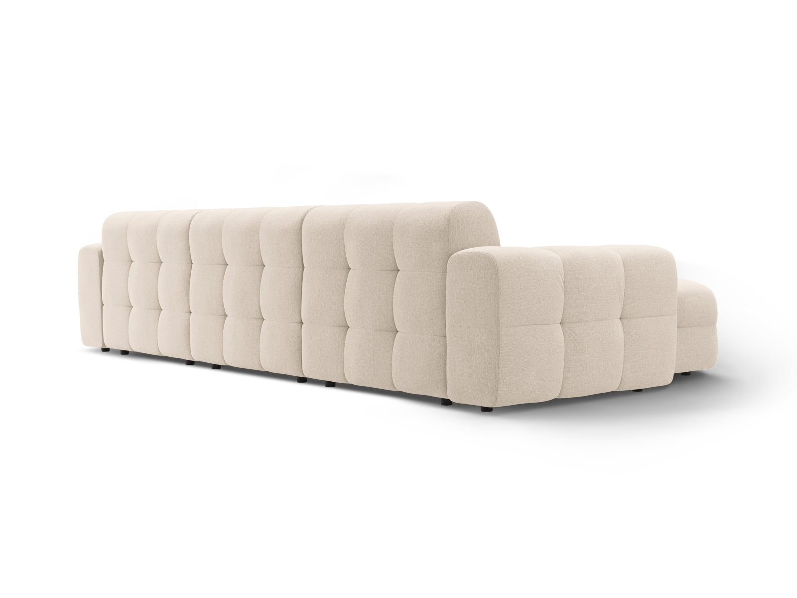 Beige Kendal Ecksofa links, 5 Sitzer, elegantes L-Sofa von Micadoni, ideal für gemütliche Wohnräume, vereint Komfort und modernes Design.