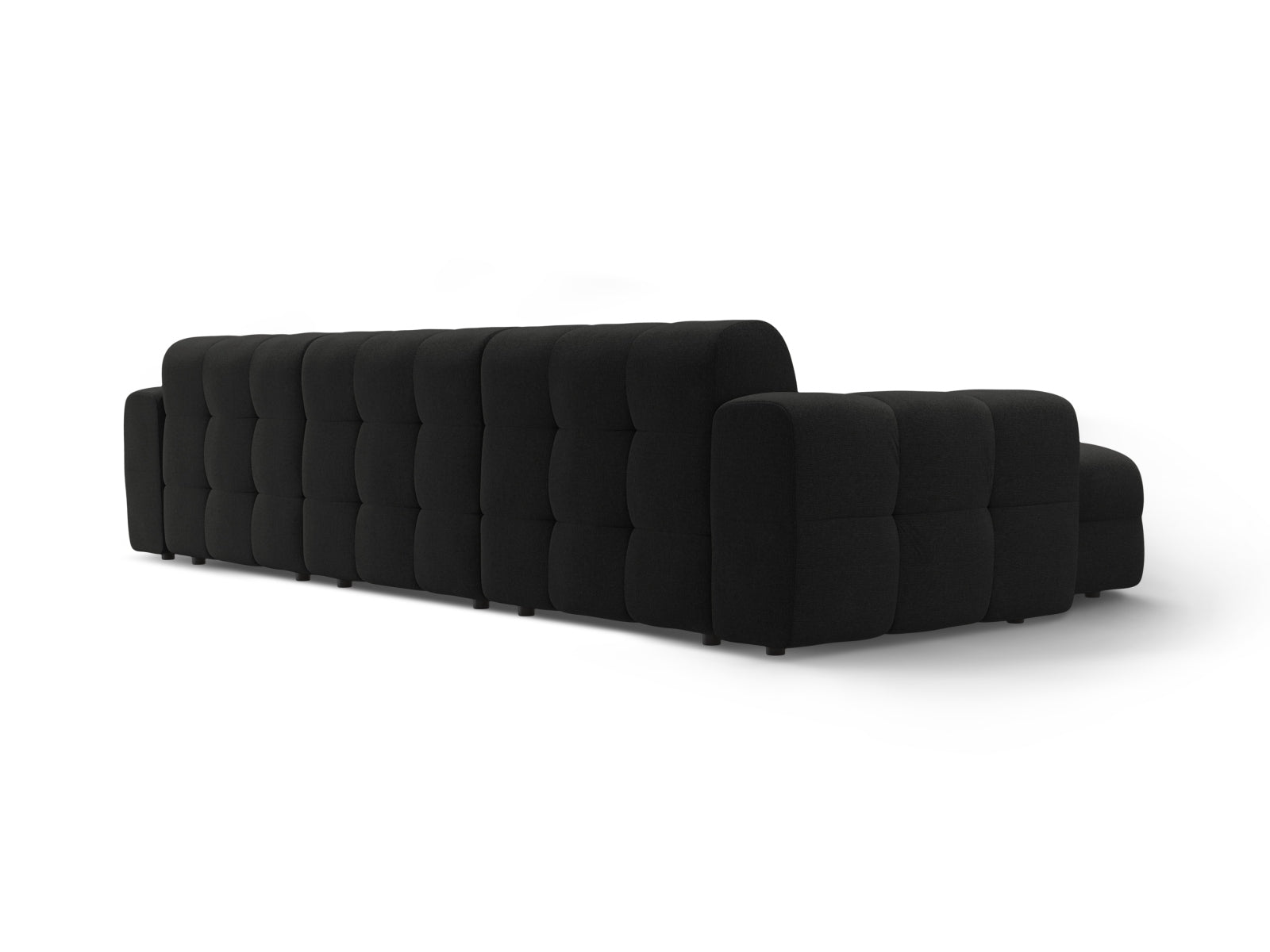 Elegantes Kendal Ecksofa links, 5-Sitzer in zeitlosem Schwarz, ideal für gemütliche und moderne Wohnräume von Micadoni.