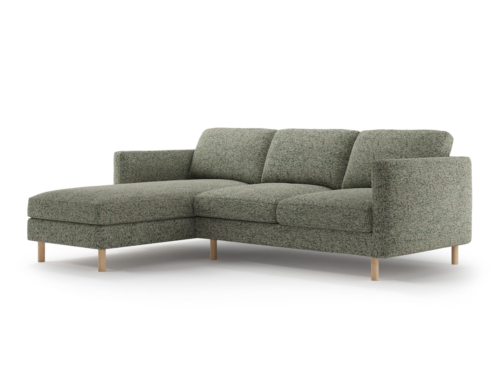 Elegantes Eden Ecksofa links in Moss Green Melange von Micadoni, ideal für stilvolle Wohnräume und gemütliche Abende.