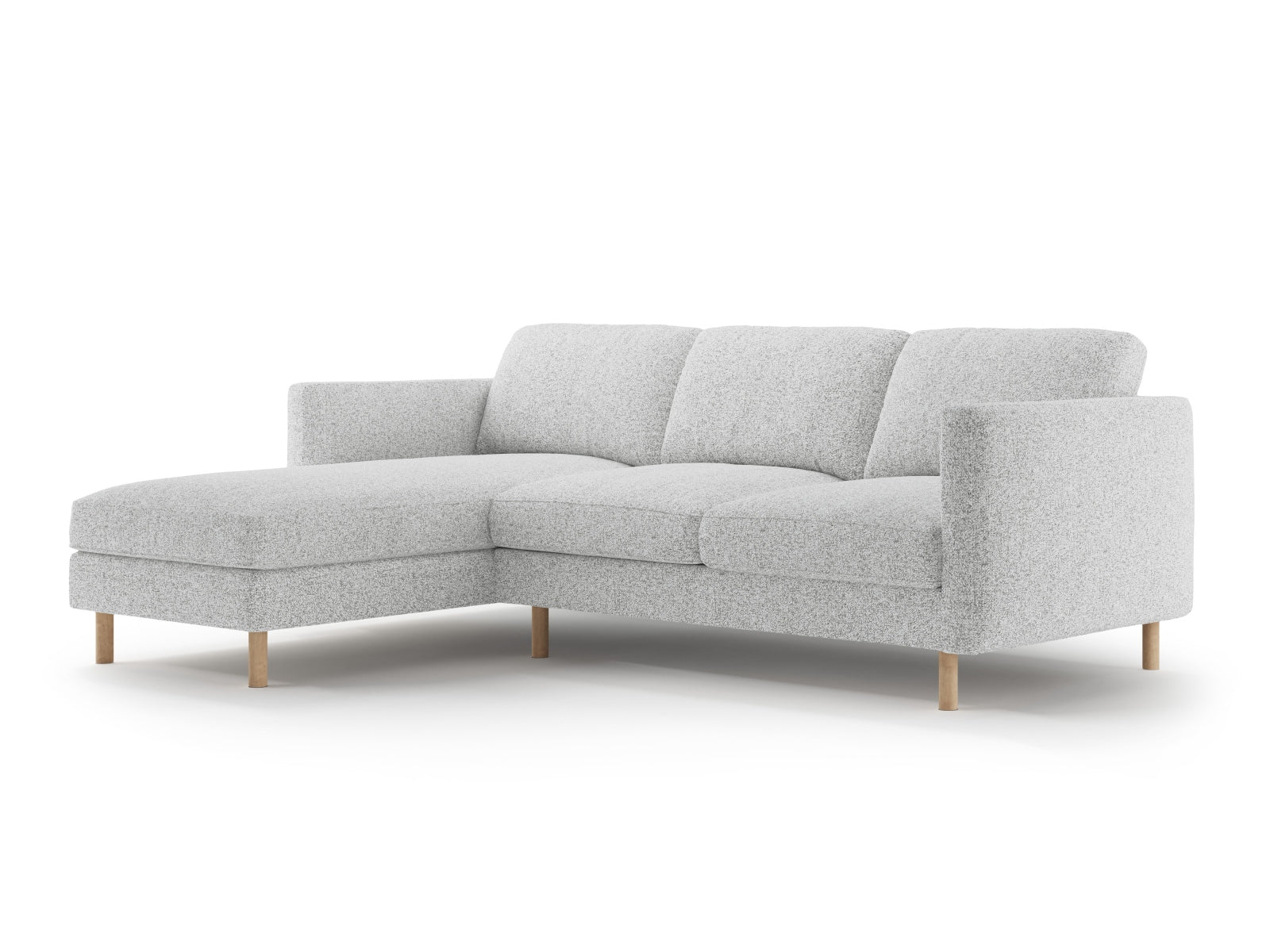 Stylisches Eden Ecksofa links im modernen Design, 3-Sitzer in hellem Grau, ideal für gemütliche Wohnräume. Hochwertige Verarbeitung von Micadoni.