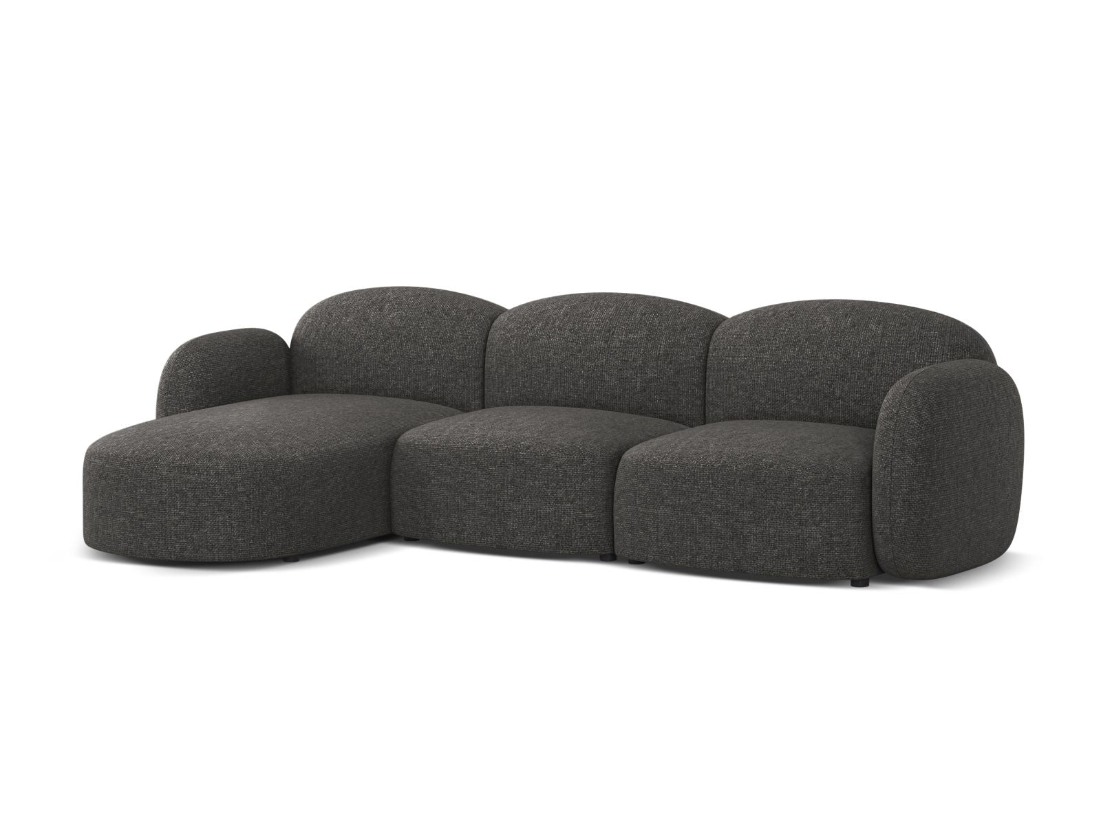Stylisches 4-Sitzer Ecksofa links Blair in elegantem Dunkelgrau, ideal für moderne Wohnräume und gemütliche Abende.