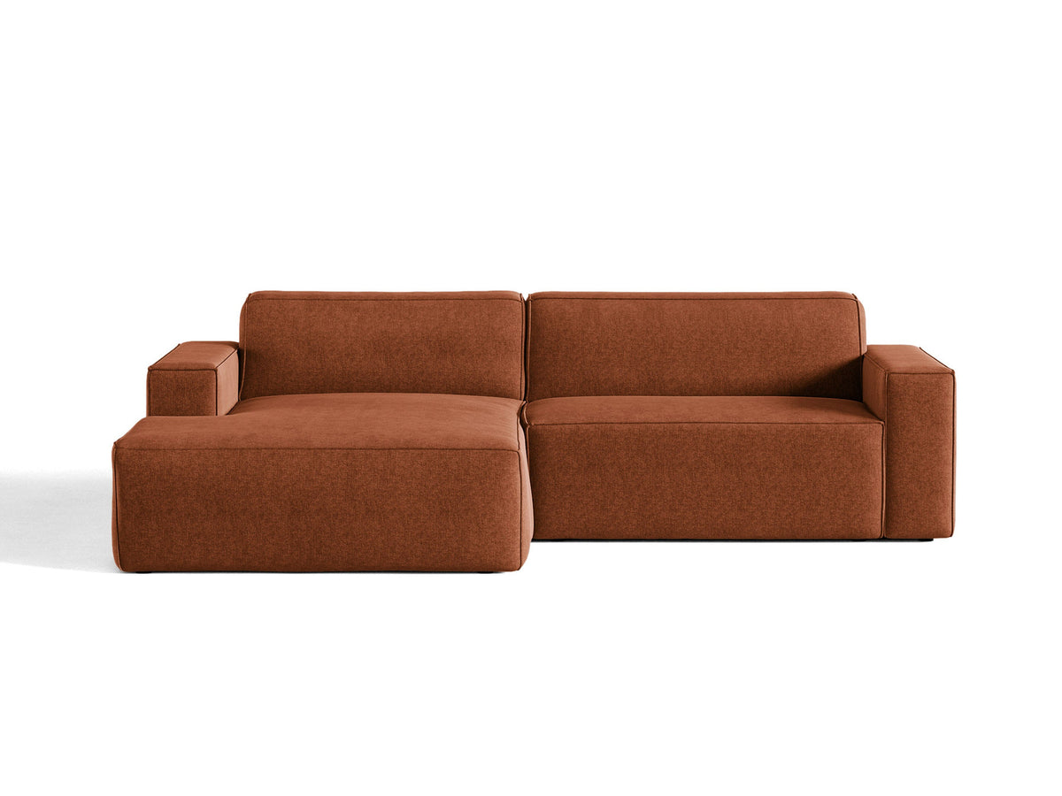 Modulares Ecksofa links Jodie mit Meridienne, Stoffbezug und schwarzen Beinen