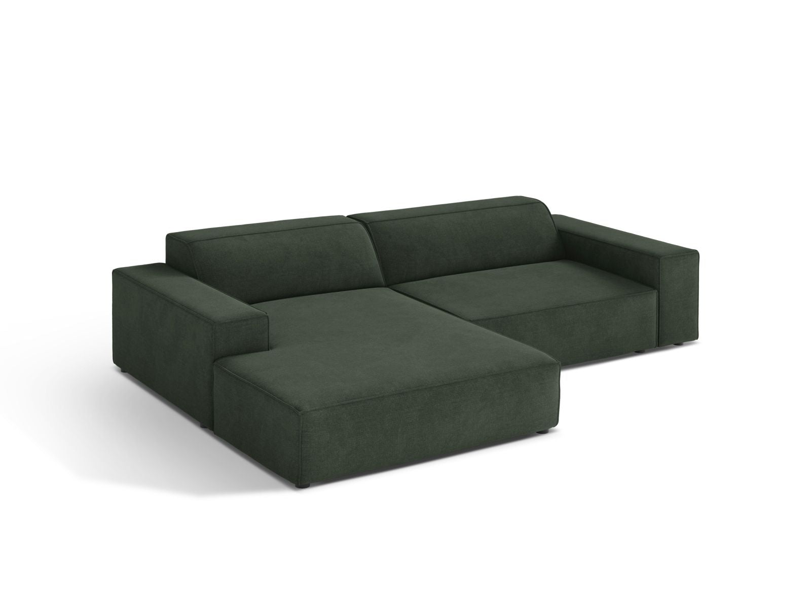 Modulares 3-Sitzer Ecksofa Jodie in elegantem Moss Green, ideal für stilvolle Wohnräume, erhältlich bei KAQTU Design AG.