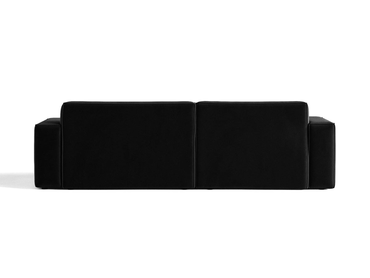 Modulares Ecksofa links Jodie mit Meridienne, Stoffbezug und schwarzen Beinen