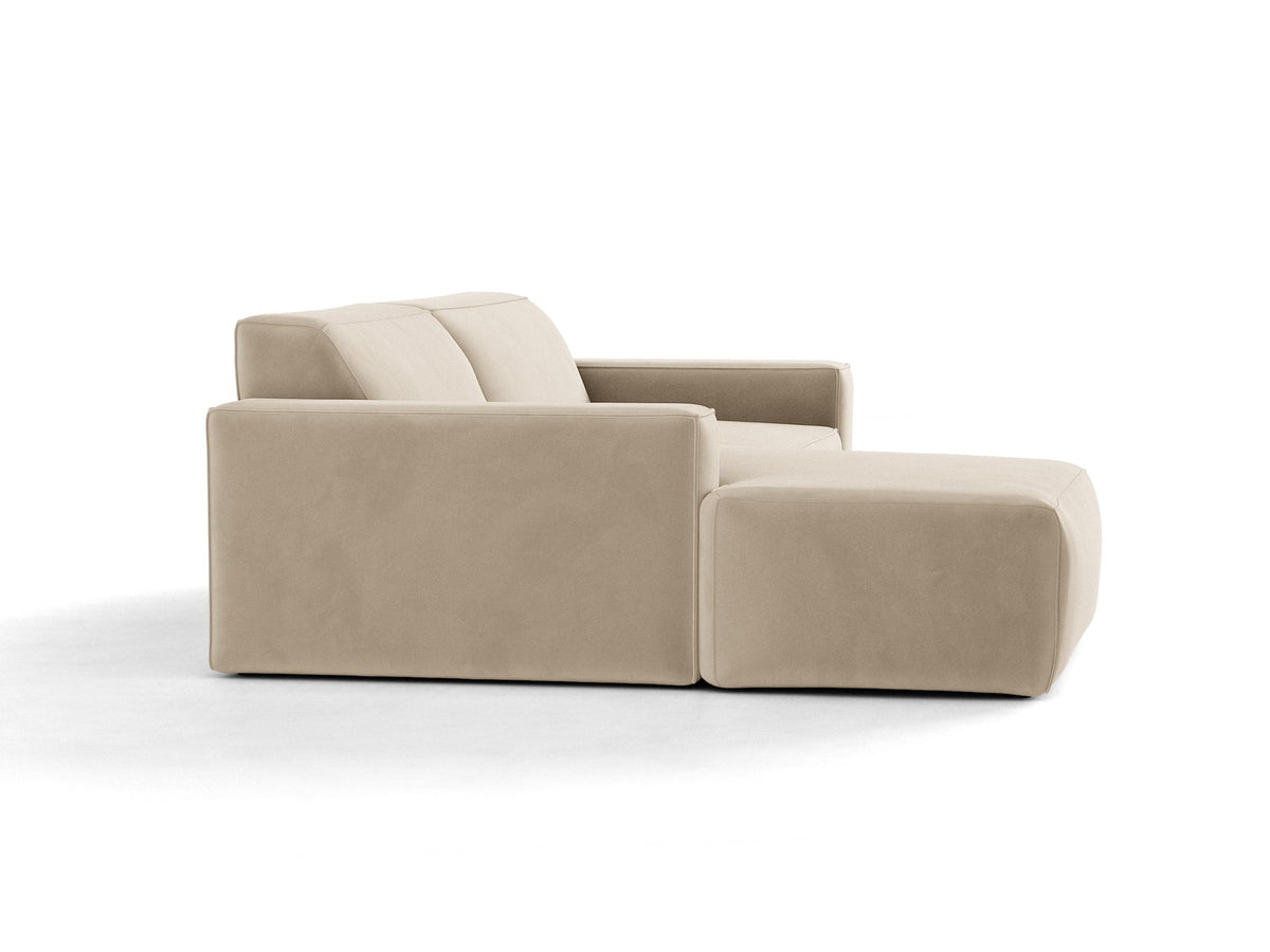 Modulares Ecksofa links Jodie mit Meridienne, Stoffbezug und schwarzen Beinen