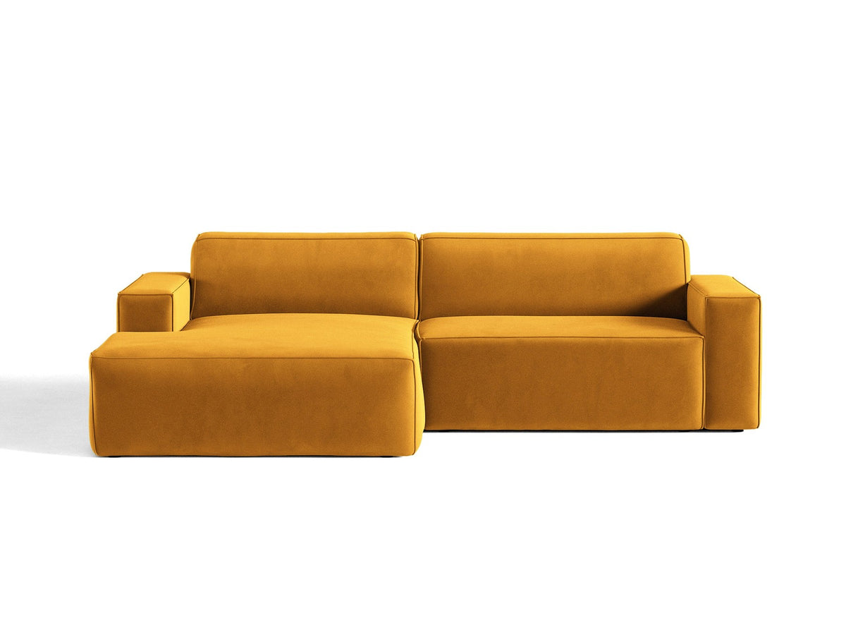 Modulares Ecksofa links Jodie mit Meridienne, Stoffbezug und schwarzen Beinen