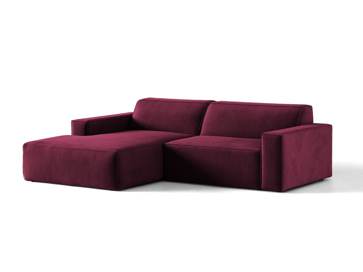 Modulares Ecksofa links Jodie mit Meridienne, Stoffbezug und schwarzen Beinen