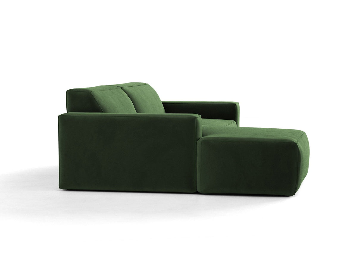 Modulares Ecksofa links Jodie mit Meridienne, Stoffbezug und schwarzen Beinen
