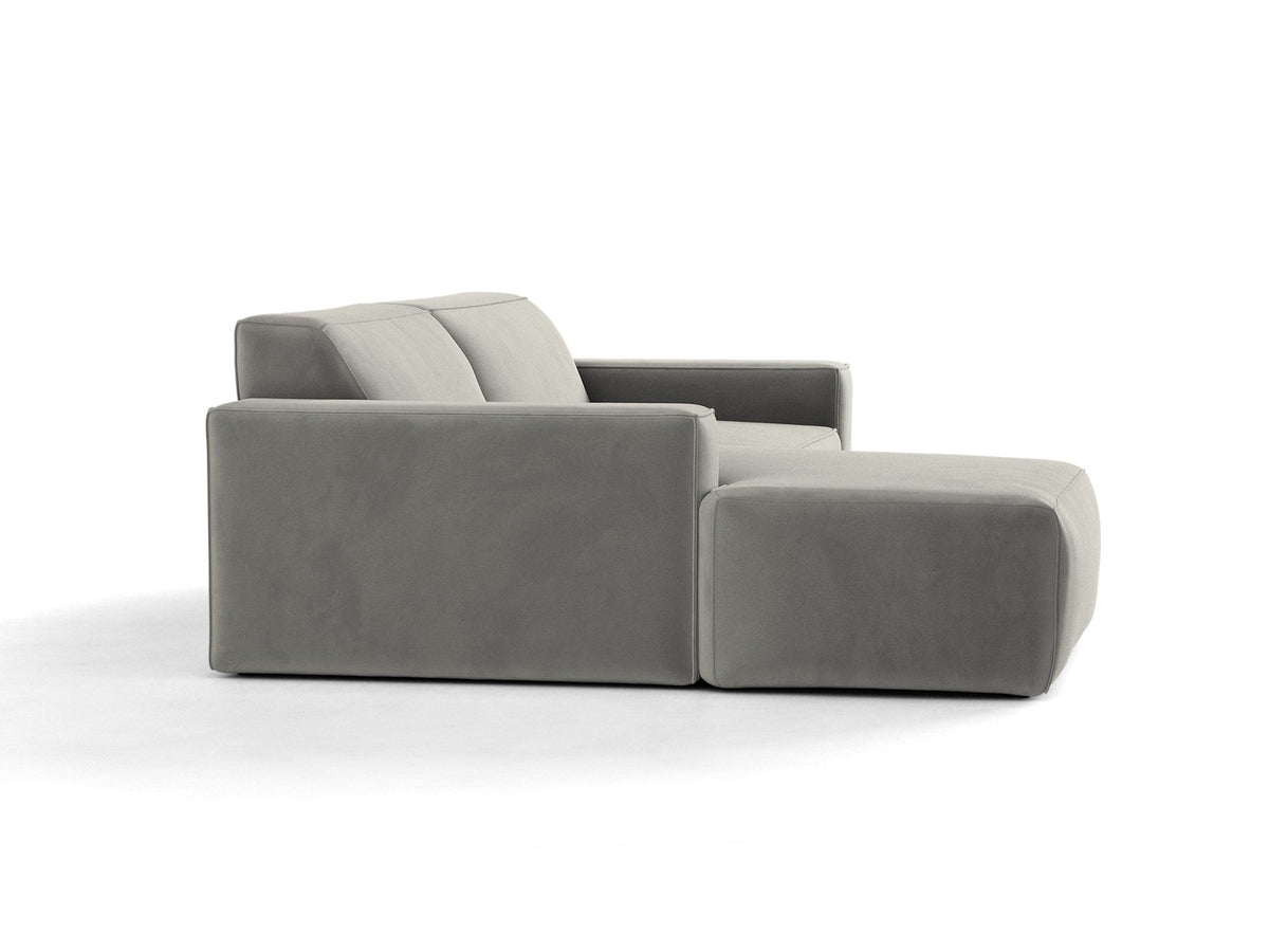 Modulares Ecksofa links Jodie mit Meridienne, Stoffbezug und schwarzen Beinen