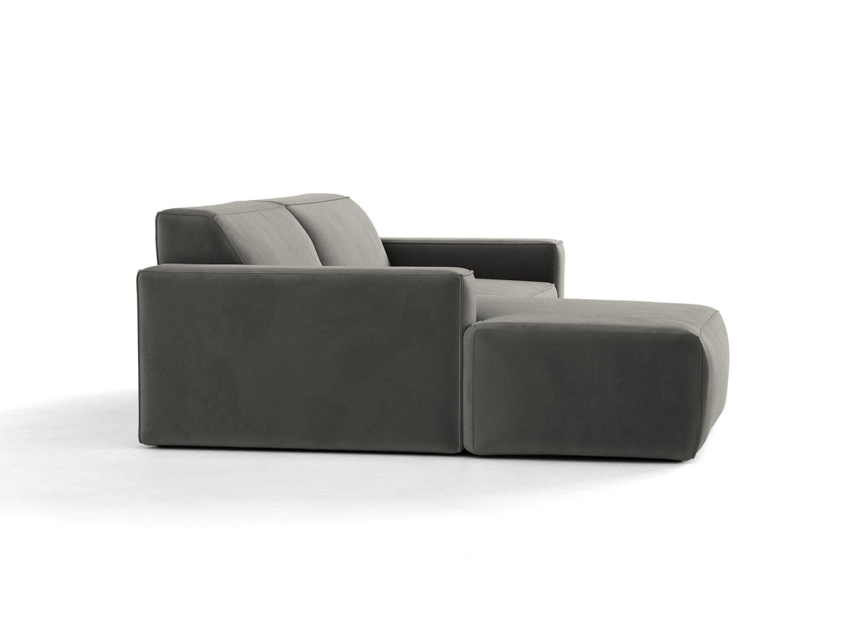 Modulares Ecksofa links Jodie mit Meridienne, Stoffbezug und schwarzen Beinen