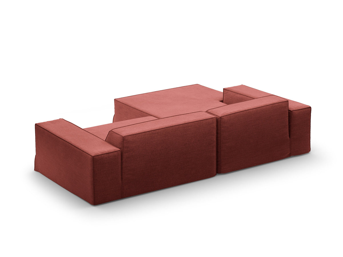Modulares Ecksofa links Jodie mit Meridienne, Stoffbezug und schwarzen Beinen