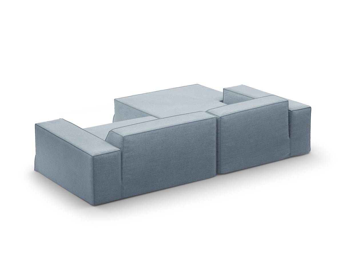 Modulares Ecksofa links Jodie mit Meridienne, Stoffbezug und schwarzen Beinen