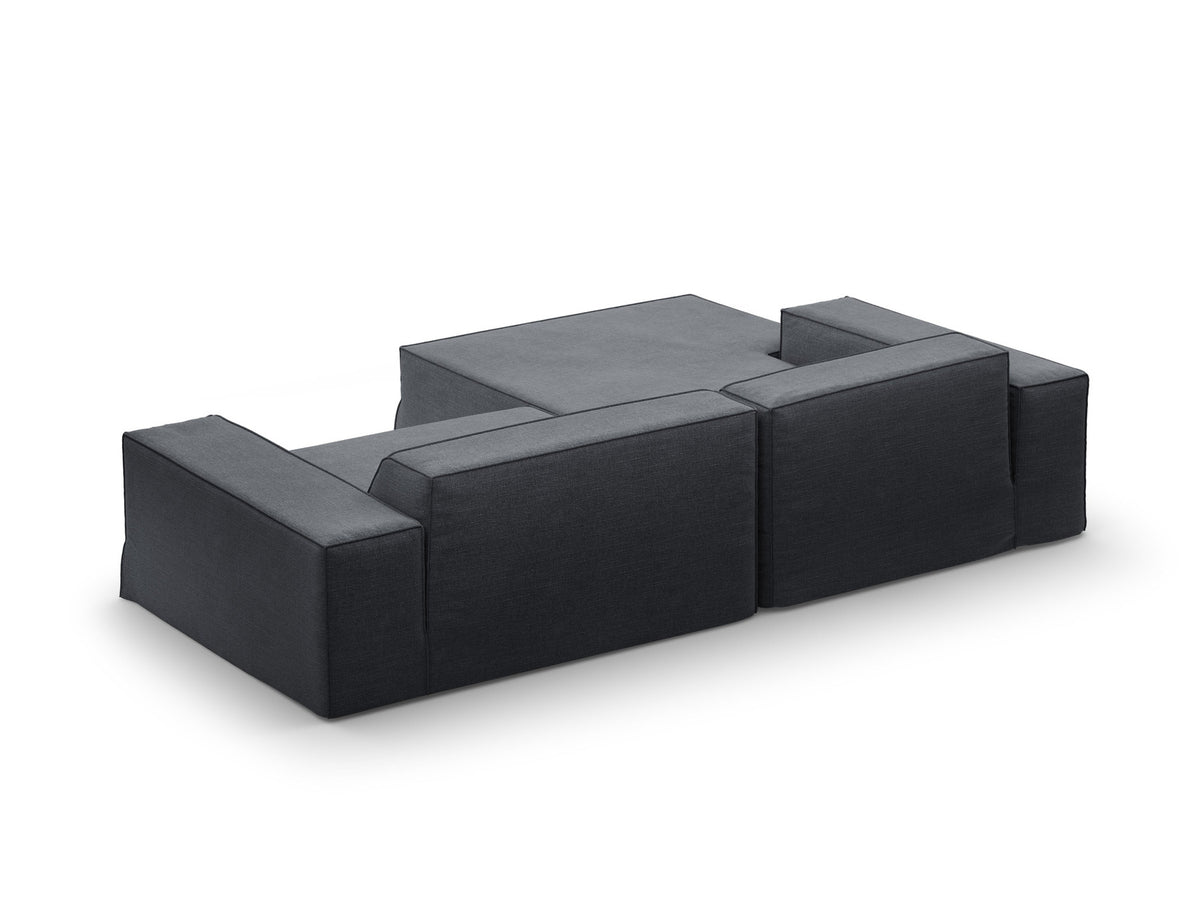 Modulares Ecksofa links Jodie mit Meridienne, Stoffbezug und schwarzen Beinen