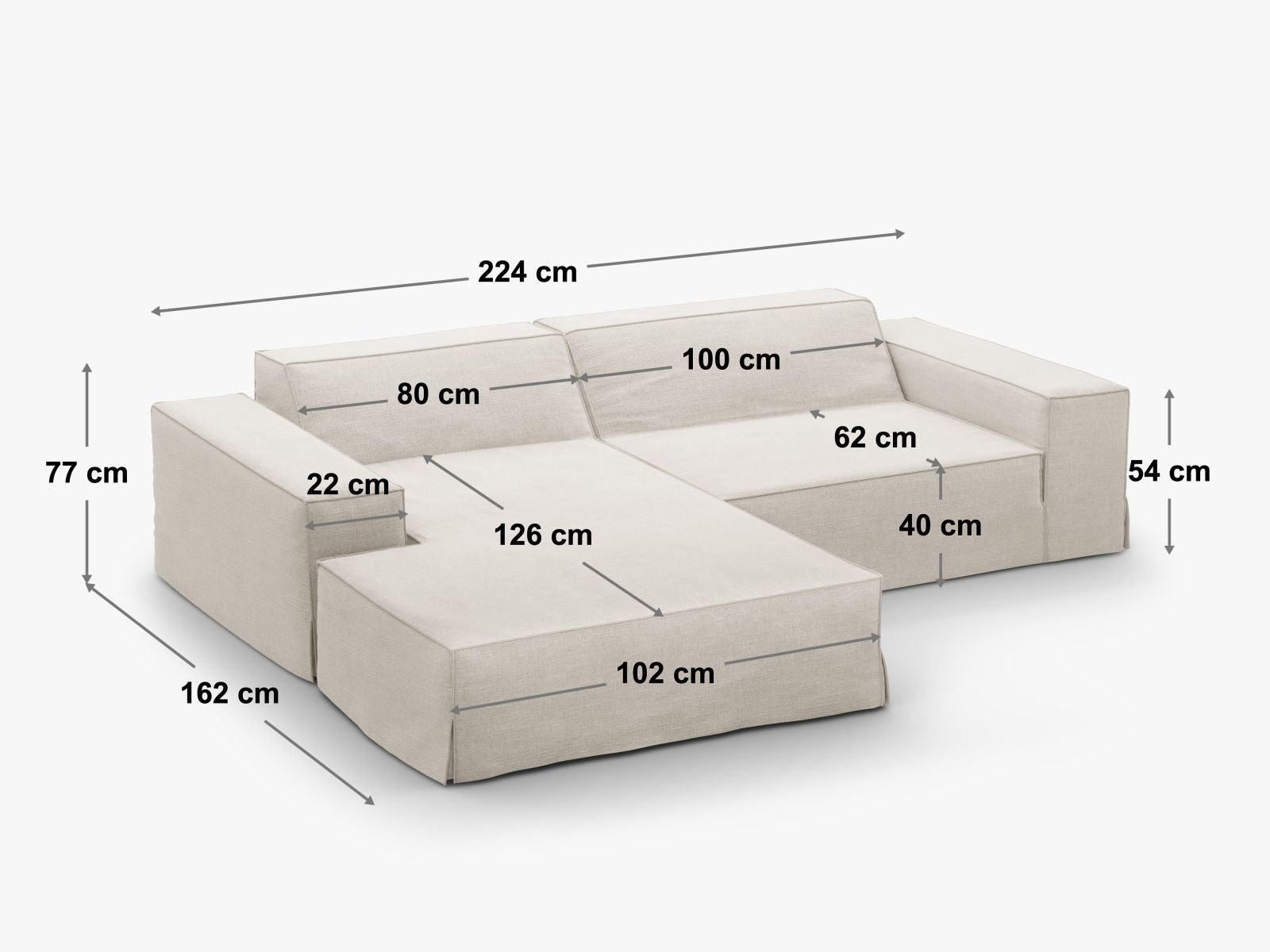 Beige modulares Ecksofa Jodie, linksseitig, 3-Sitzer von Micadoni, vereint modernes Design mit Komfort für stilvolle Wohnräume.