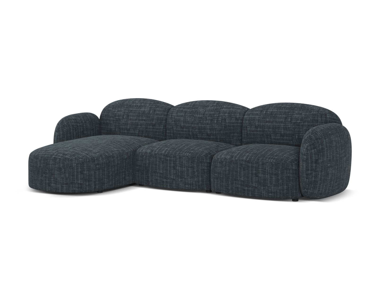 Elegantes 4-Sitzer Ecksofa links Blair in Navy Blue von Micadoni, ideal für stilvolle Wohnräume und gemütliche Abende.
