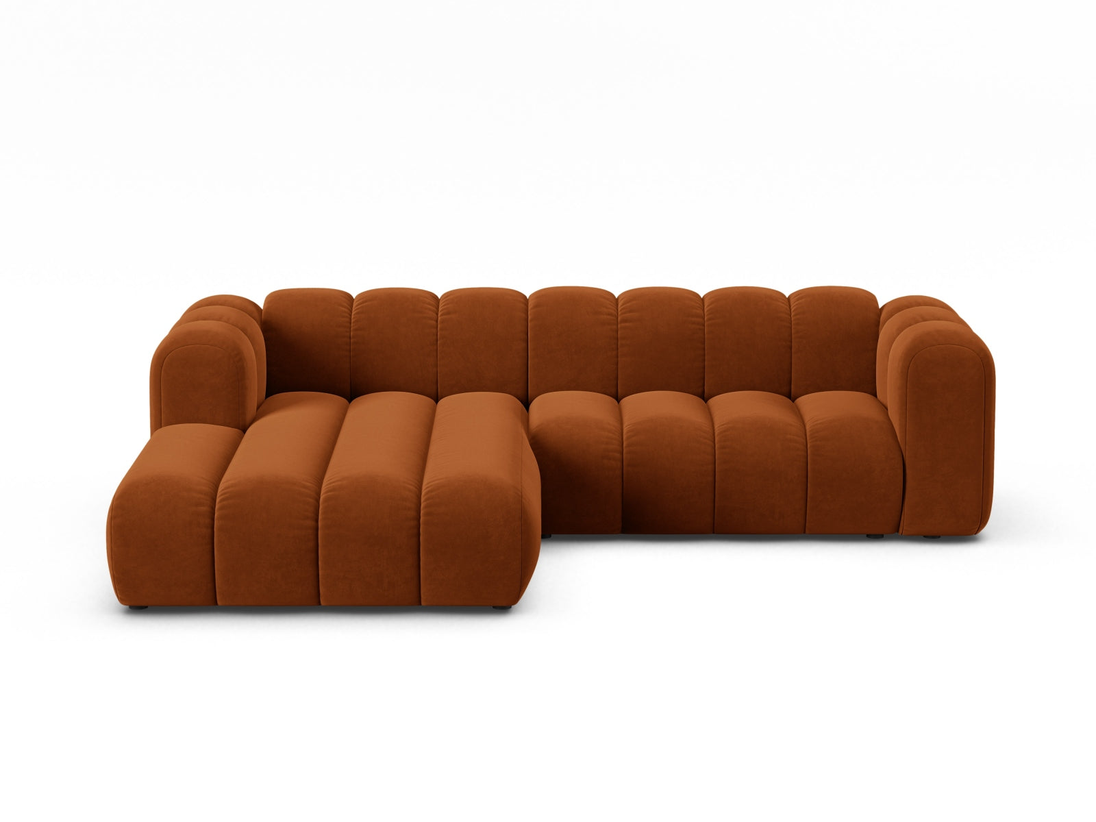 Lupine Velour Modular Ecksofa links 4 Sitzer in Terracotta-Salvador präsentiert im Onlineshop von KAQTU Design AG. L-Sofa links ist von Micadoni