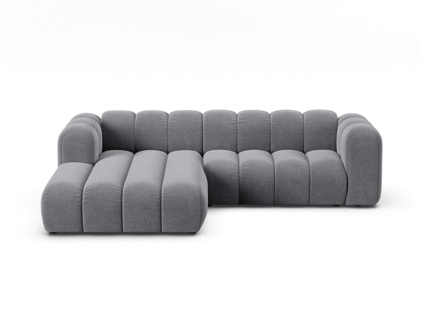 Lupine Velour Modular Ecksofa links 4 Sitzer in Grey-Salvador präsentiert im Onlineshop von KAQTU Design AG. L-Sofa links ist von Micadoni