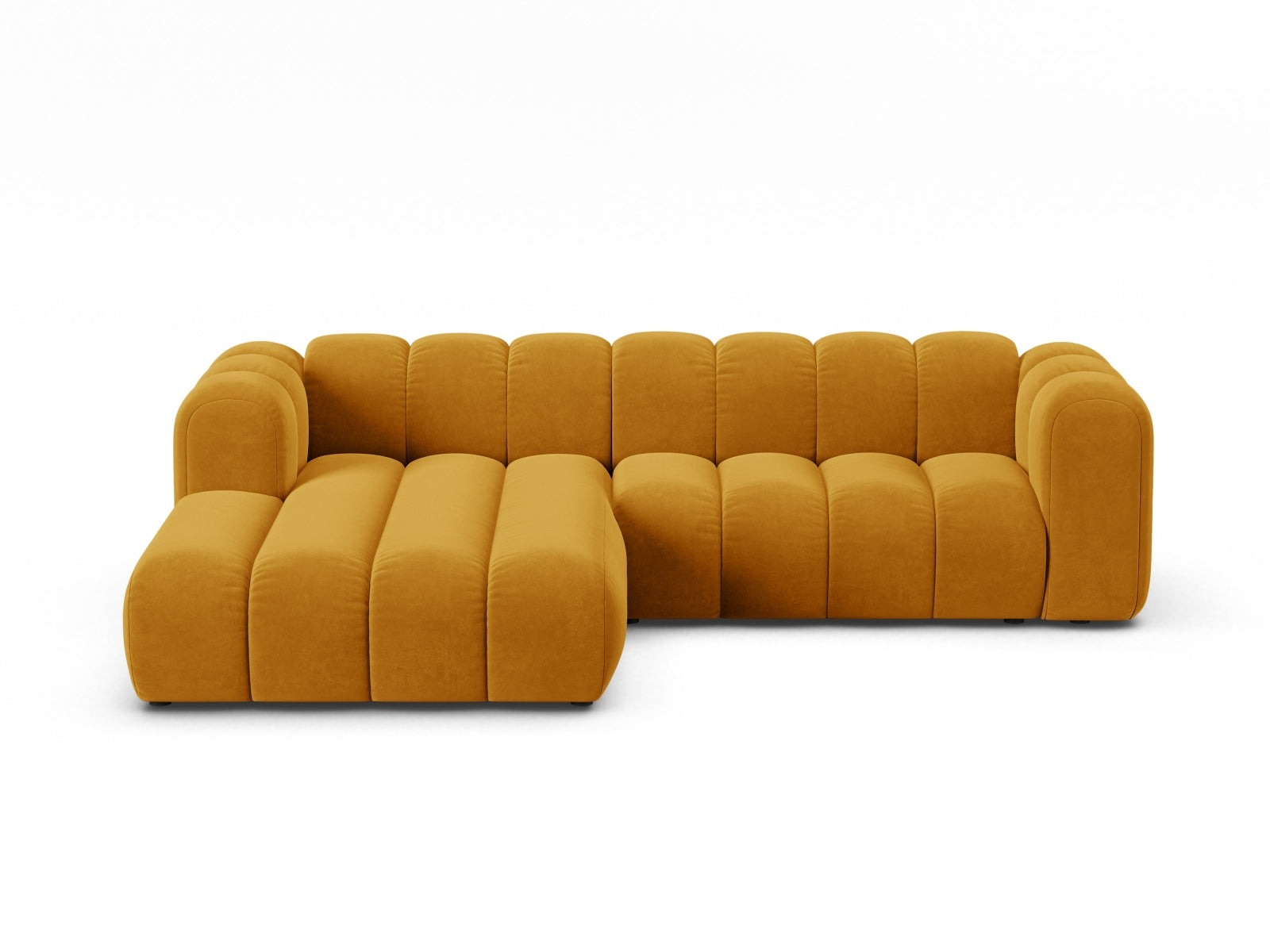 Lupine Velour Modular Ecksofa links 4 Sitzer in Yellow-Salvador präsentiert im Onlineshop von KAQTU Design AG. L-Sofa links ist von Micadoni
