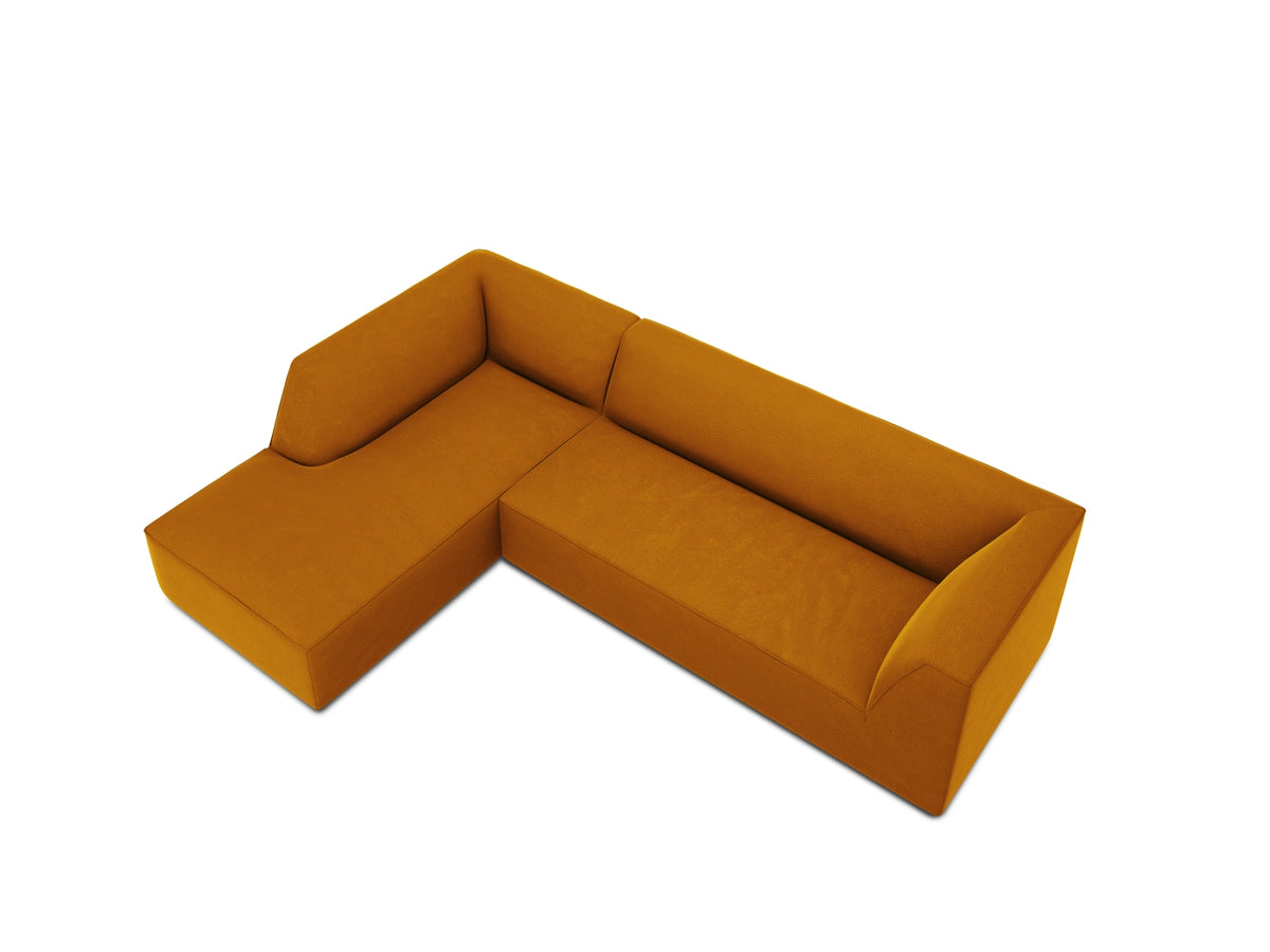 Ruby Velour modulares Ecksofa links 4 Sitzer in Yellow-Salvador präsentiert im Onlineshop von KAQTU Design AG. Ecksofa links ist von Micadoni