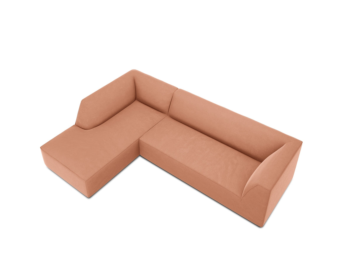 Ruby Velour modulares Ecksofa links 4 Sitzer in Pink-Salvador präsentiert im Onlineshop von KAQTU Design AG. Ecksofa links ist von Micadoni