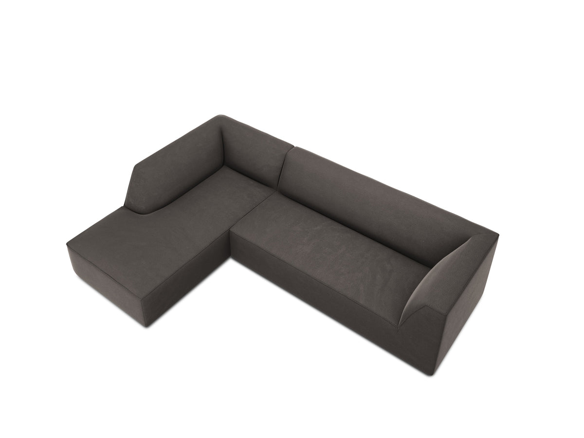 Ruby Velour modulares Ecksofa links 4 Sitzer in Dark Grey-Salvador präsentiert im Onlineshop von KAQTU Design AG. Ecksofa links ist von Micadoni