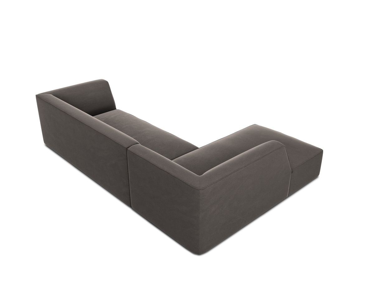 Ruby Velour modulares Ecksofa links 4 Sitzer in Dark Grey-Salvador präsentiert im Onlineshop von KAQTU Design AG. Ecksofa links ist von Micadoni