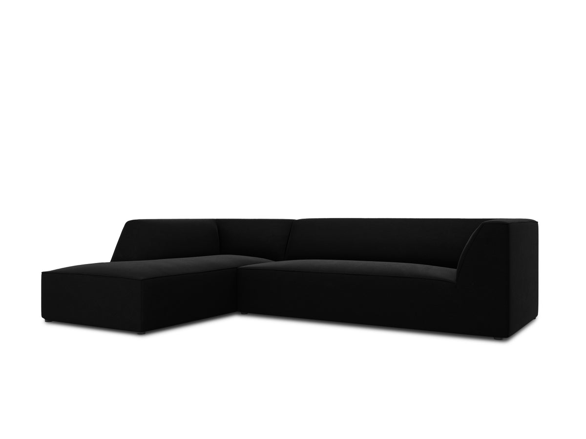 Ruby Velour modulares Ecksofa links 4 Sitzer in Black-Salvador präsentiert im Onlineshop von KAQTU Design AG. Ecksofa links ist von Micadoni