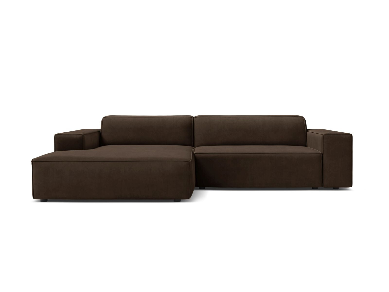 Jodie Velour modulares Ecksofa links 3 Sitzer in Dark Brown-Bluvel präsentiert im Onlineshop von KAQTU Design AG. Ecksofa links ist von Micadoni