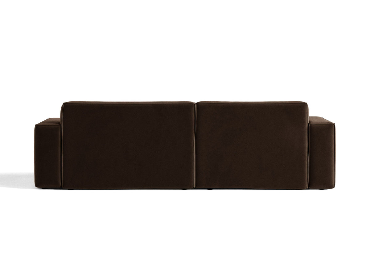 Modulares Ecksofa links Jodie mit Meridienne, Stoffbezug und schwarzen Beinen