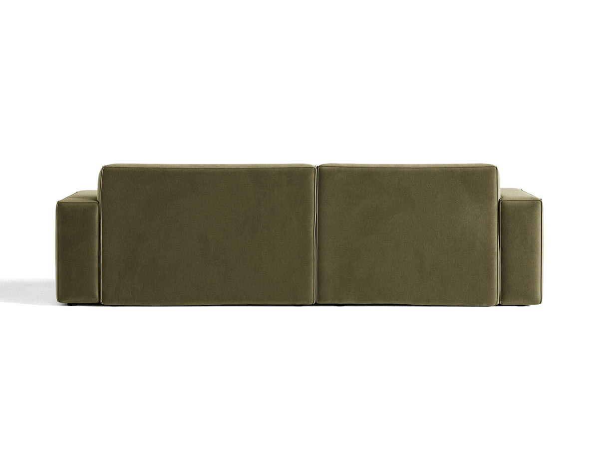 Modulares Ecksofa links Jodie mit Meridienne, Stoffbezug und schwarzen Beinen