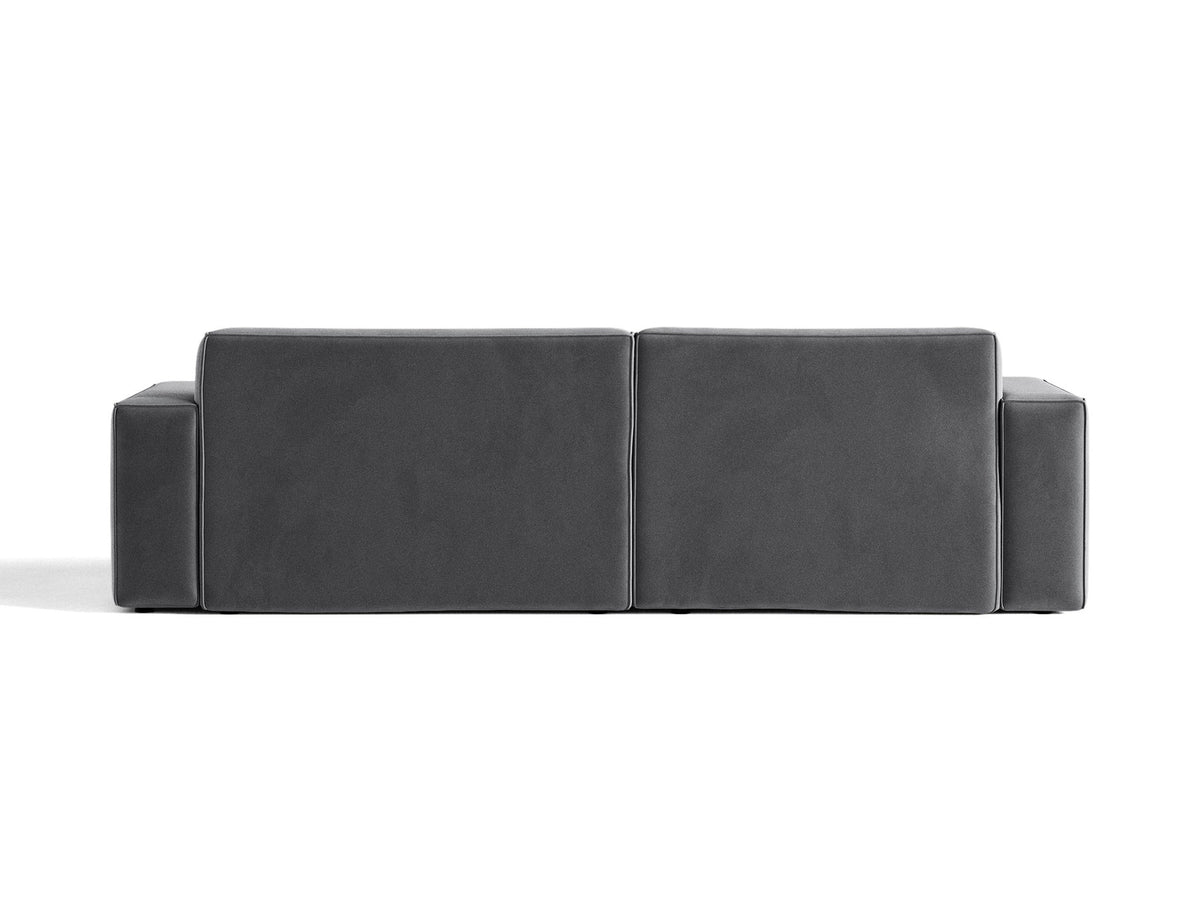 Modulares Ecksofa links Jodie mit Meridienne, Stoffbezug und schwarzen Beinen