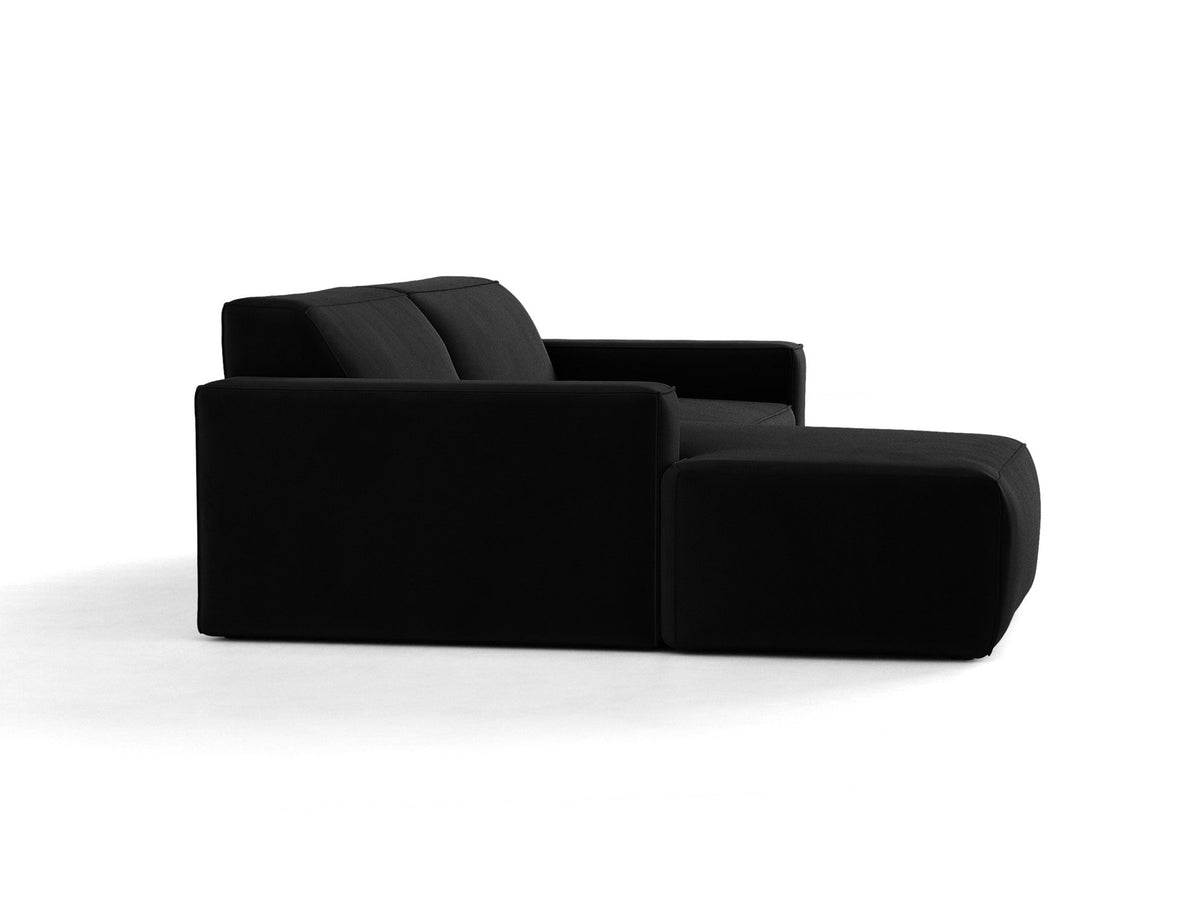Modulares Ecksofa links Jodie mit Meridienne, Stoffbezug und schwarzen Beinen