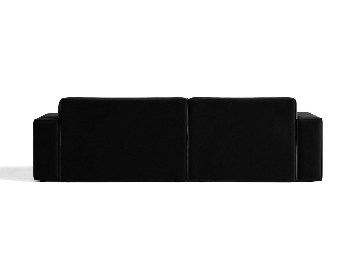 Modulares Ecksofa links Jodie mit Meridienne, Stoffbezug und schwarzen Beinen