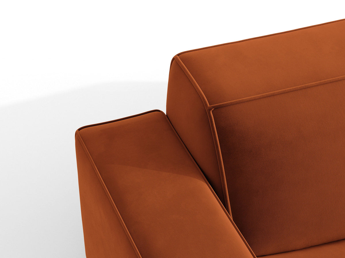 Modulares Ecksofa links Jodie mit Meridienne, Stoffbezug und schwarzen Beinen