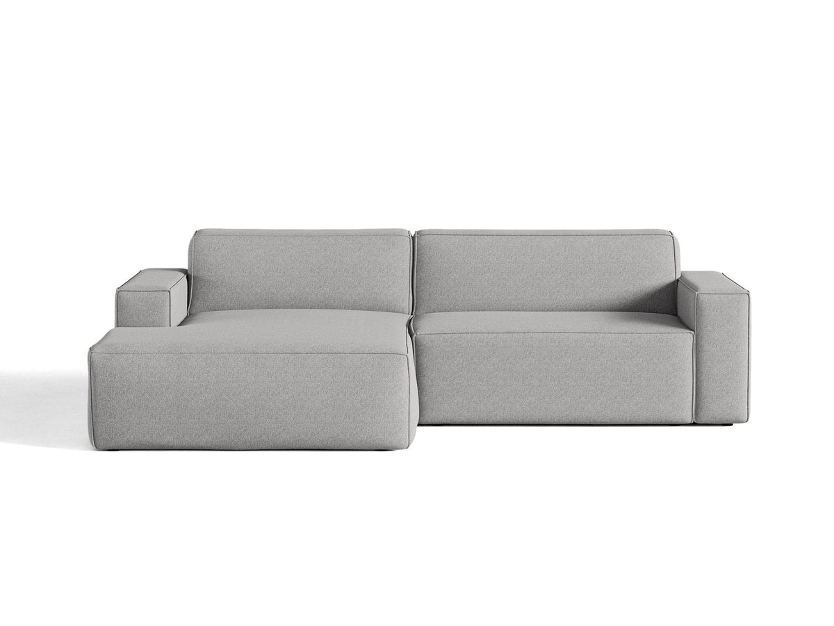 Modulares Ecksofa links Jodie mit Meridienne, Stoffbezug und schwarzen Beinen