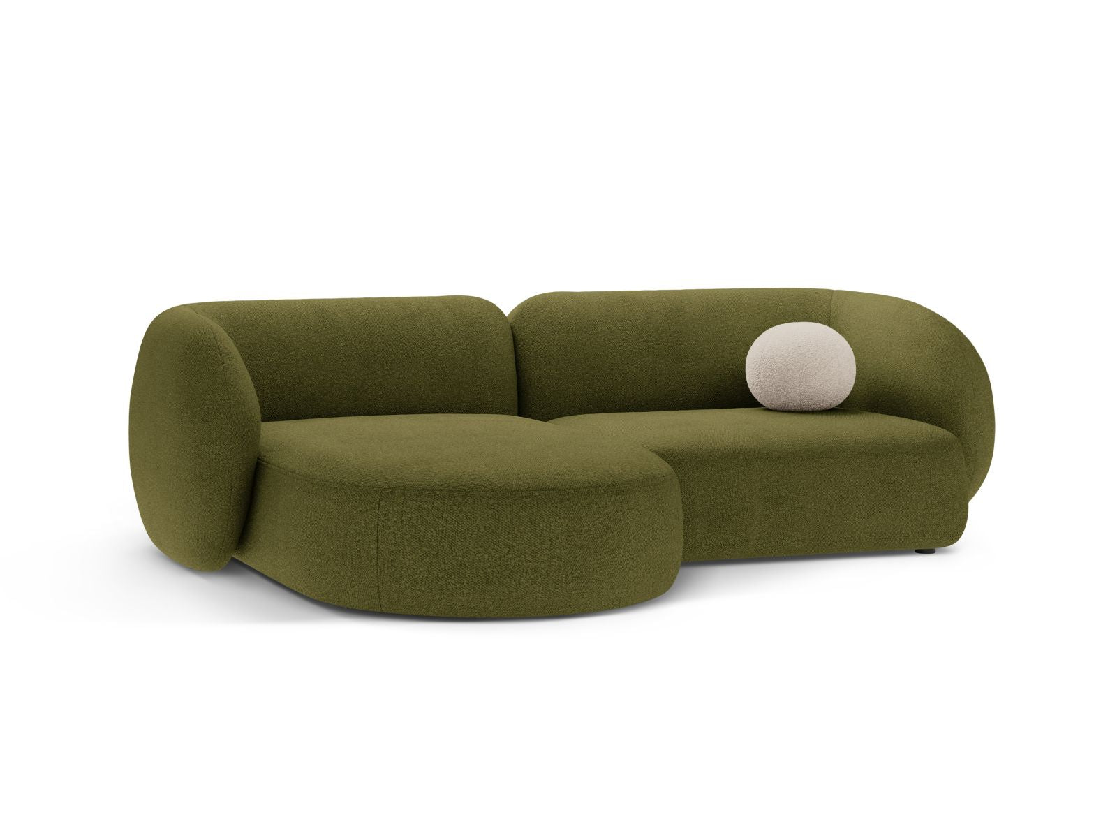 Stylisches 2-Sitzer Ecksofa links Kate in Dunkelolivgrün, ideal für moderne Wohnräume, präsentiert von Micadoni.
