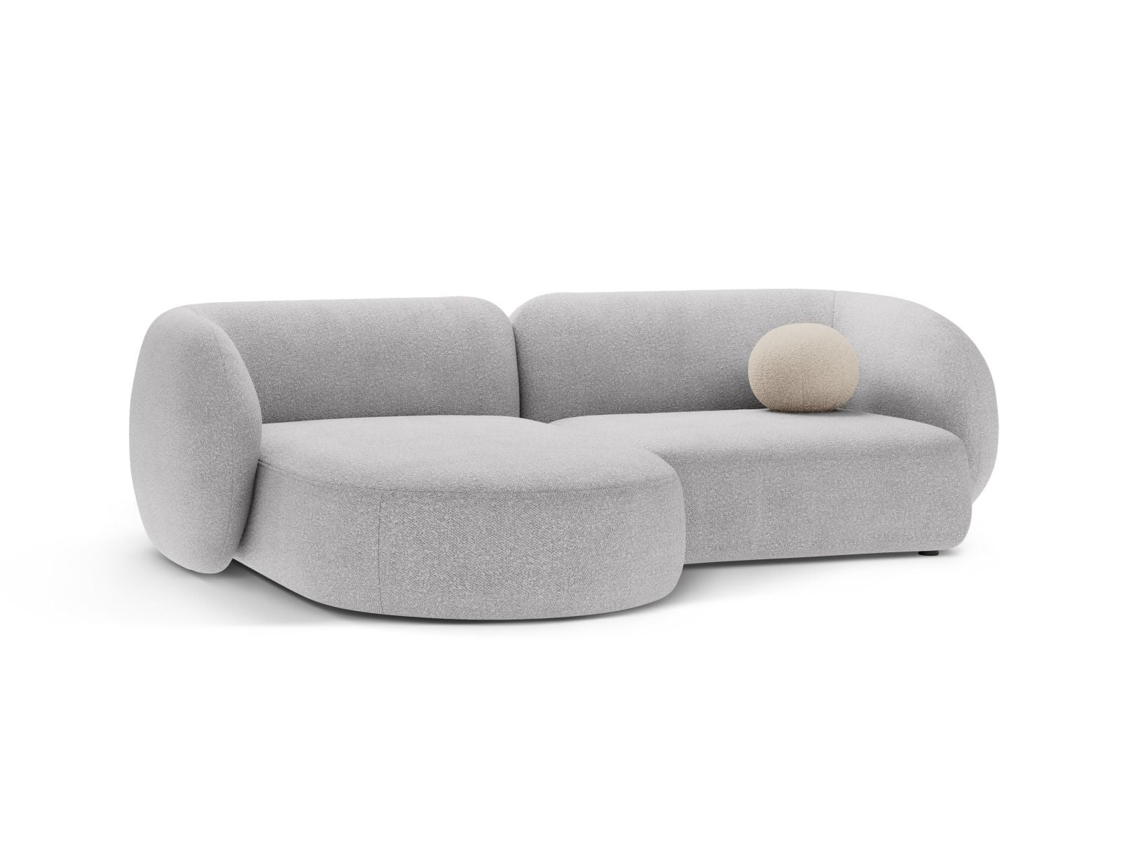 Stylisches 2-Sitzer Ecksofa links Kate in hellem Grau, ideal für moderne Wohnräume, erhältlich bei KAQTU Design AG.