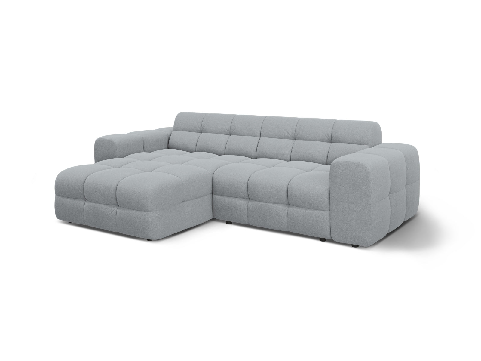 Kendal Ecksofa links, 4-Sitzer in edlem Platinum-Ottawa, perfekt für stilvolle Wohnzimmer und entspannte Stunden mit Freunden.