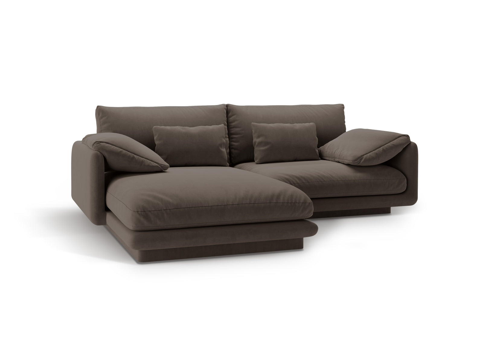 Elegantes linksseitiges 3-Sitzer Sofa Torino aus weichem Velours, ideal für stilvolle Wohnräume und entspannte Abende.
