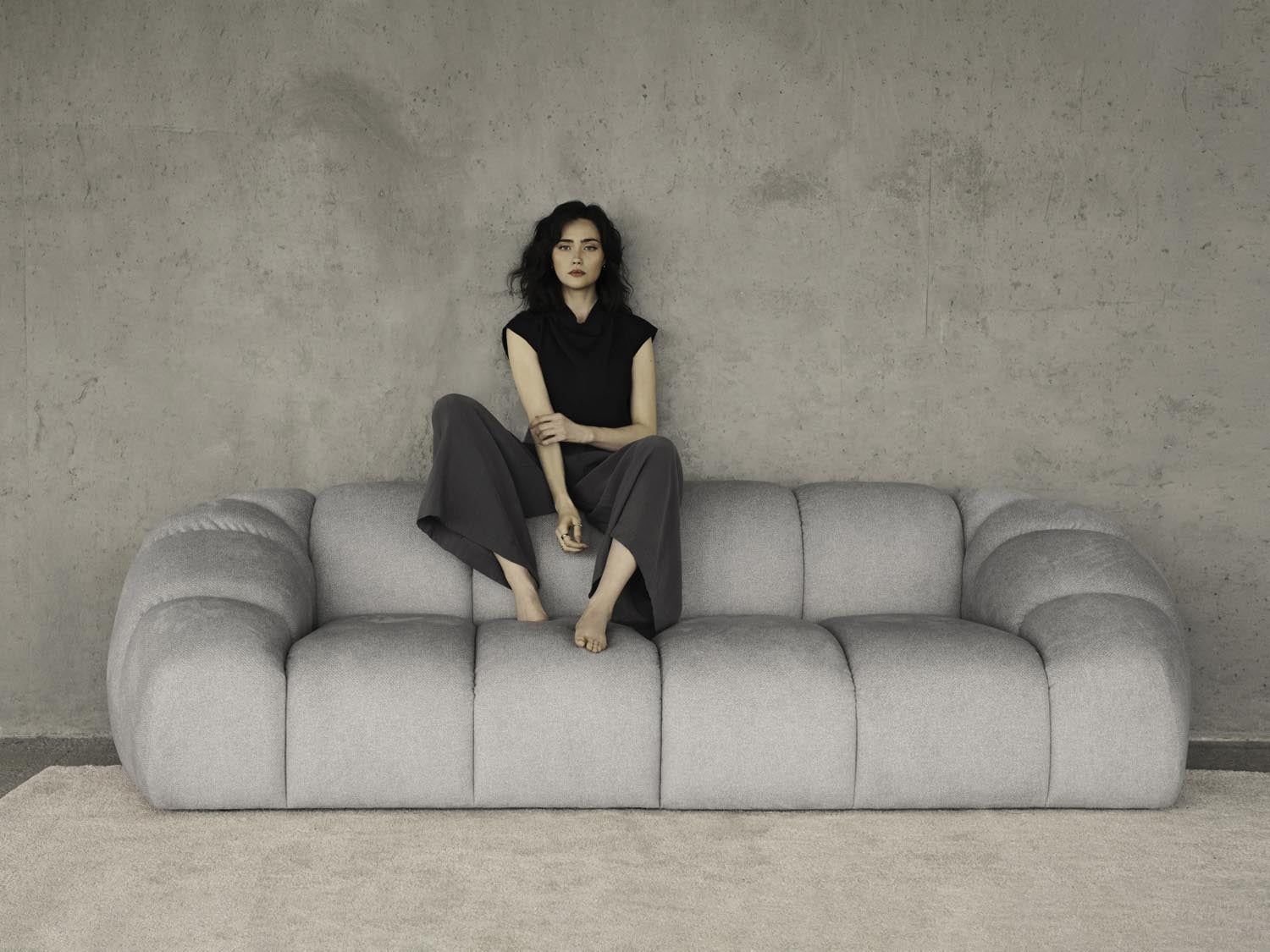 Stylisches Diana Ecksofa links in sanftem Mint-Bubble, ideal für moderne Wohnräume. Komfortabler 3-Sitzer von Micadoni.
