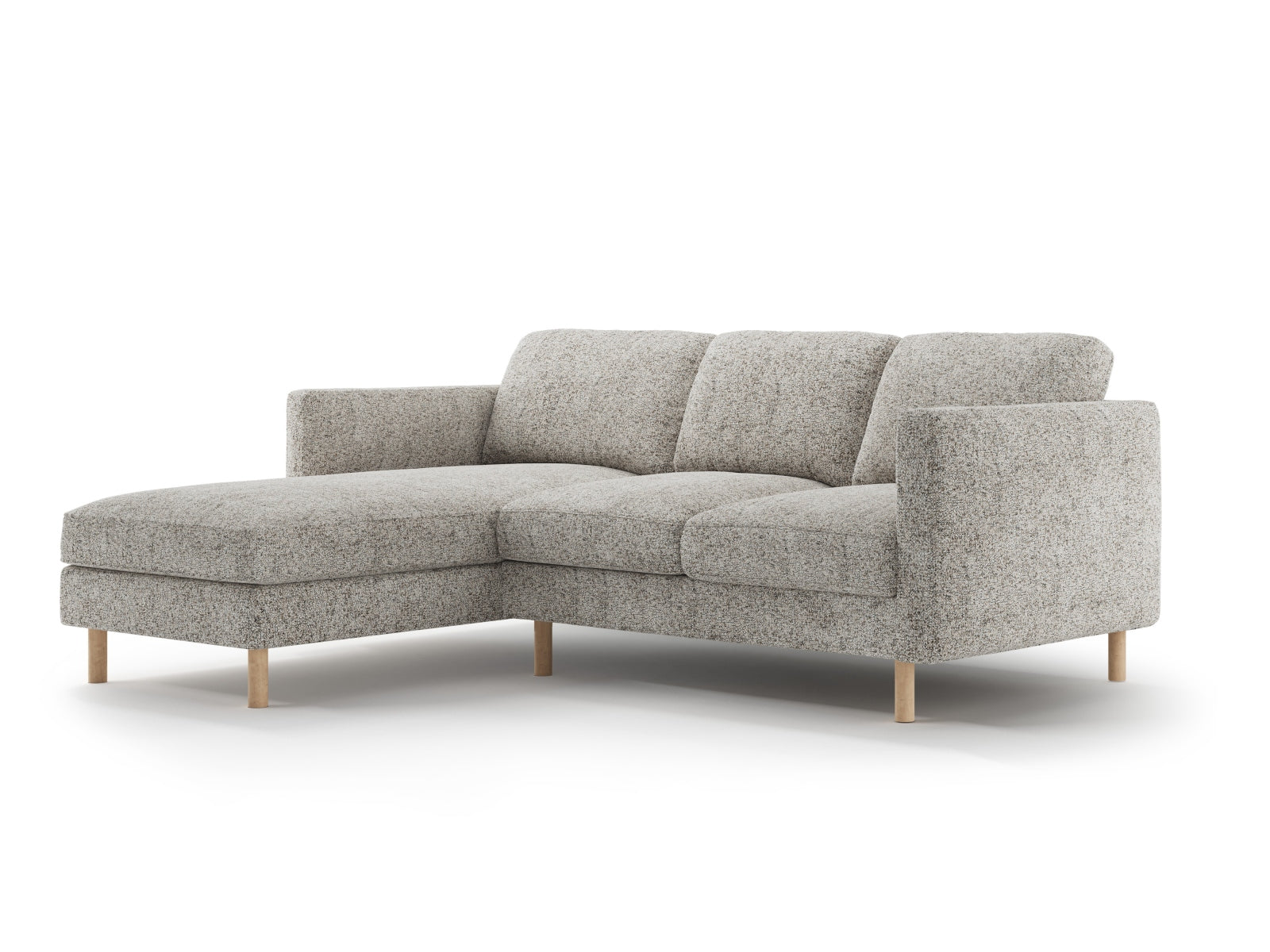 Beige Melange Eden Ecksofa von Micadoni, elegantes 3-Sitzer L-Sofa links, perfekt für stilvolle und einladende Wohnräume.
