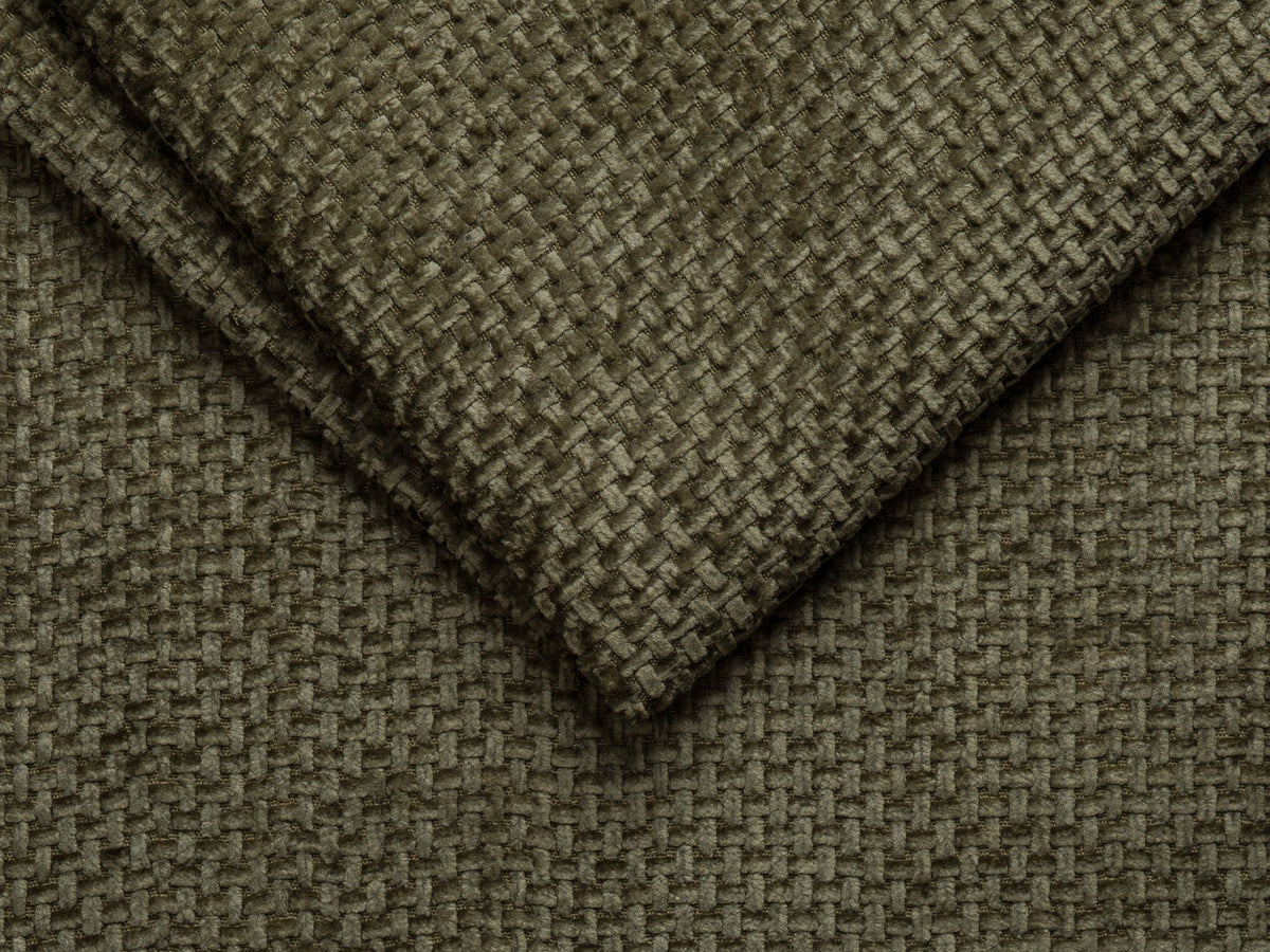 Blair Ecksofa links 3-Sitzer von Micadoni, L-Form, Bezug aus Eden-Chenillestoff in Dark Beige, Massivholzrahmen und schwarze Kunststoffbeine.