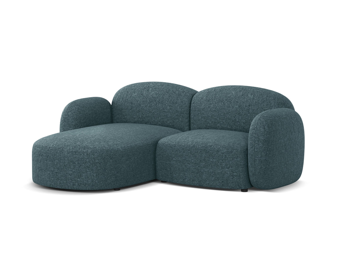 Blair Ecksofa links 3-Sitzer von Micadoni, L-Form, Bezug aus Eden-Chenillestoff in Dark Beige, Massivholzrahmen und schwarze Kunststoffbeine.