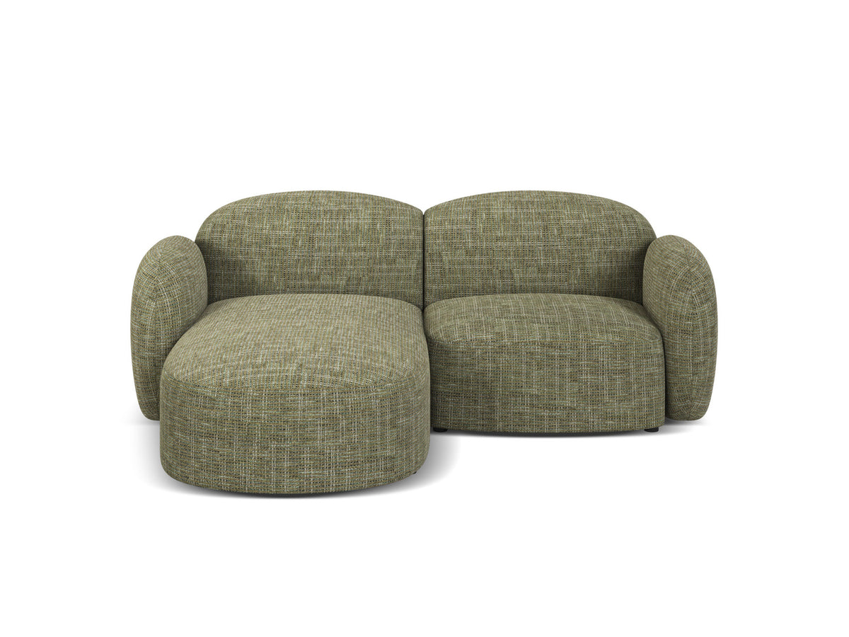 Blair Ecksofa links 3-Sitzer von Micadoni, L-Form, Bezug aus Eden-Chenillestoff in Dark Beige, Massivholzrahmen und schwarze Kunststoffbeine.