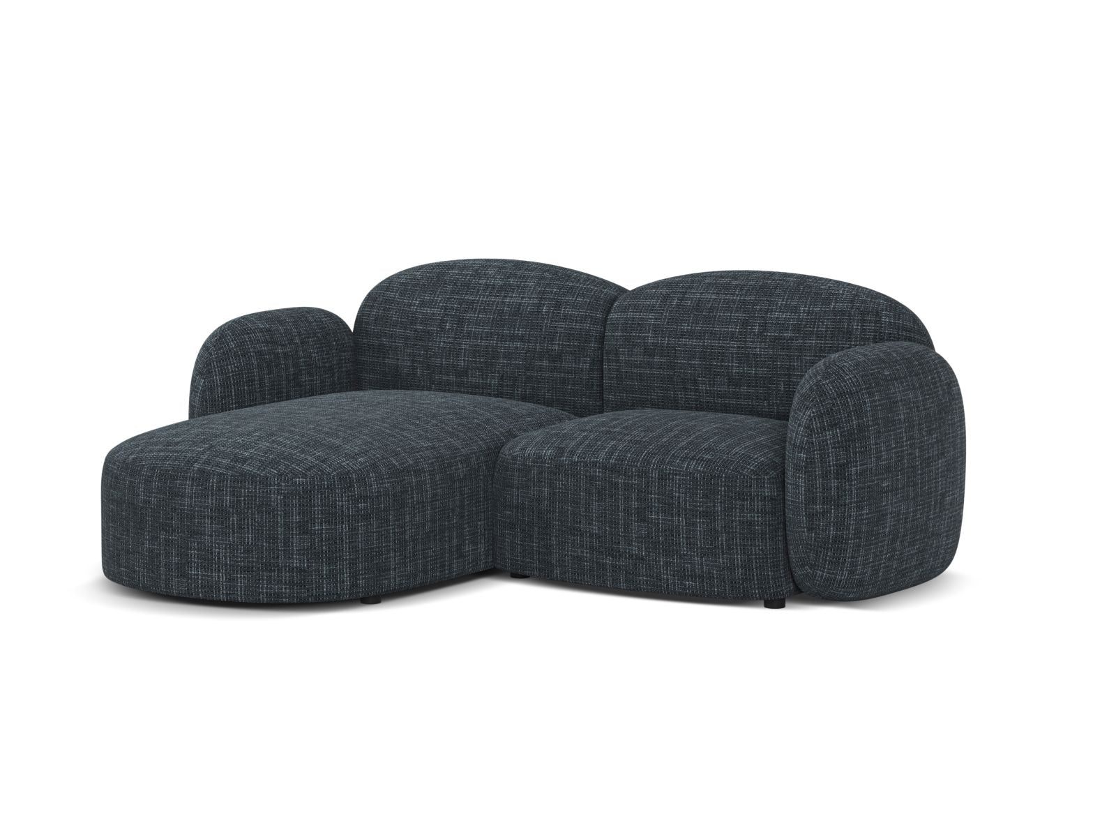 Elegantes 3-Sitzer Ecksofa links Blair in stilvollem Navy Blue, ideal für moderne Wohnräume, erhältlich bei KAQTU Design AG.