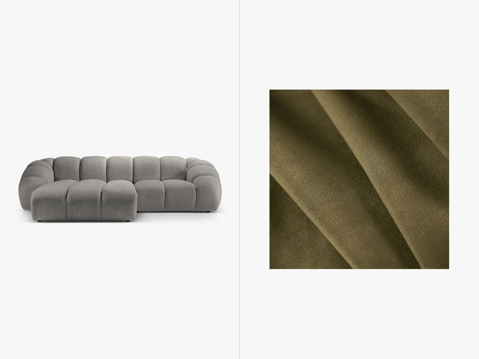 Diana Velour links Ecksofa 3 Sitzer in Green-Salvador präsentiert im Onlineshop von KAQTU Design AG. L-Sofa links ist von Micadoni